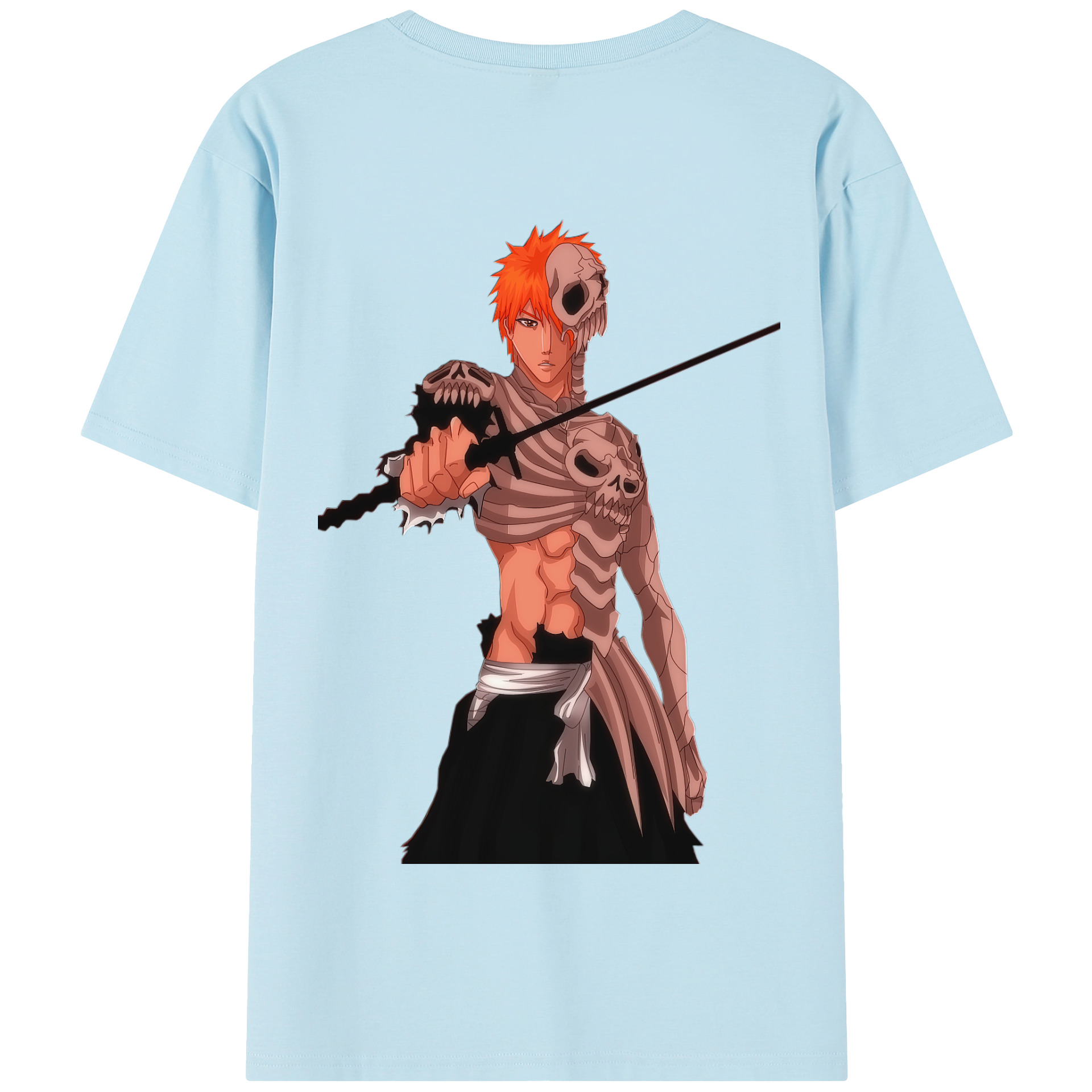 （画像用） ブリーチ 黒崎一護（くろさき いちご）BLEACH Kurosaki Ichigo 綿100％半袖Tシャツ（背面プリント）